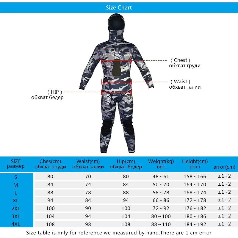 LayaTone 7/9 мм неопрен гидрокостюмы для мужчин камуфляж Подводная охота 2-Pieces Дайвинг костюм подводная охота с капюшоном всего тела мокрого костюма