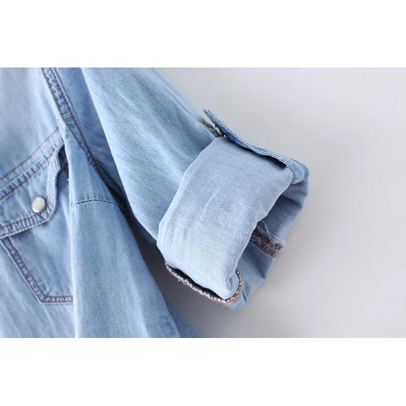 Women's Blouse Female Summer Denim Jacket Shirt Thin Short Knot Shawl Crop Tops Cardigan Sunscreen Clothing 6