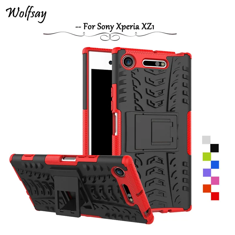 Wolfsay For Cover Sony Xperia XZ1 Case Tough Impact Funda Phone G8341 Rubber Coque |