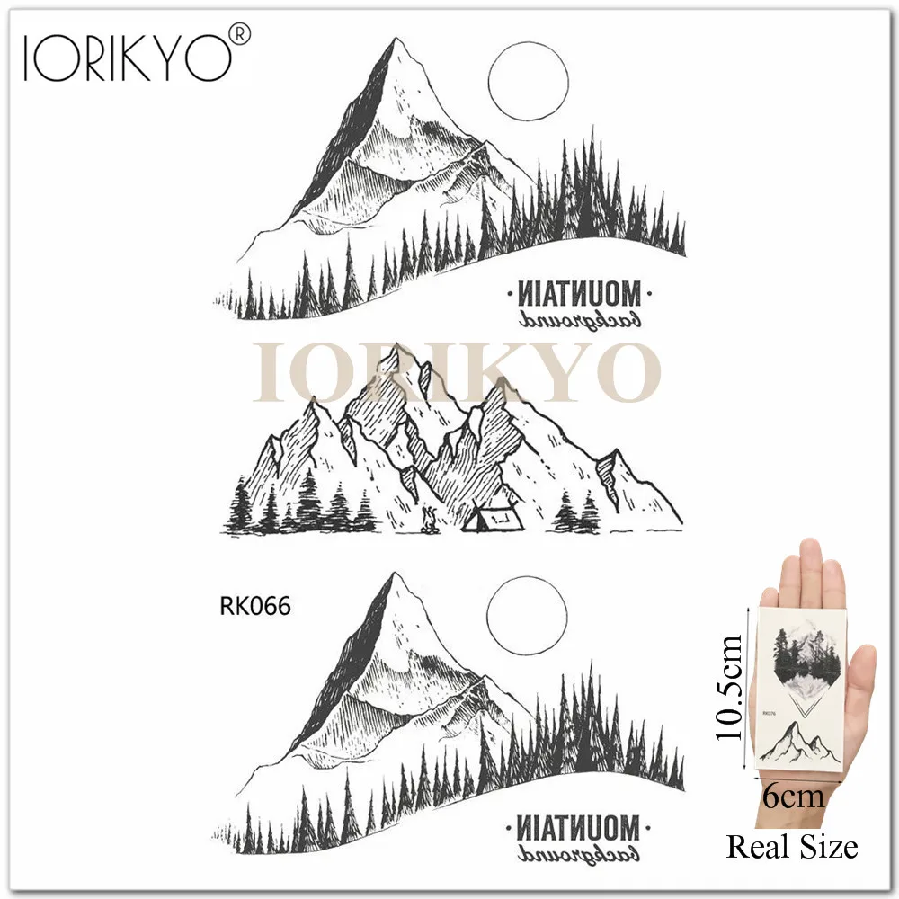 IORIKYO акварельные горные Временные Тату мужские наклейки на руку маленькие водные