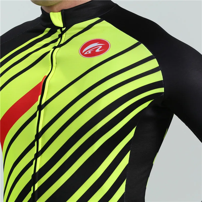 Men cycling jersey winter long sleeve fluorescence stripes bicycle jersey maillot ciclismo hombre triathlon team clothing custom