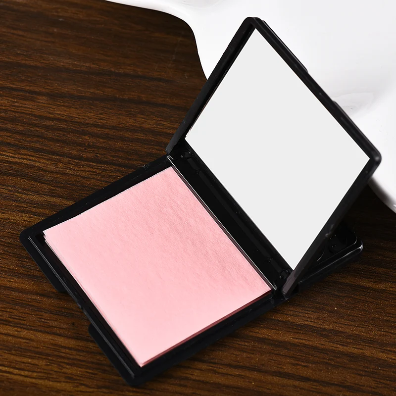 

50pcs Oil absorbing sheet With Black & White Mirror Case ,oil remover paper Absorb Blotting Facial Cleaner Face Tools
