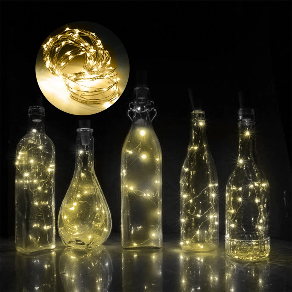 1 м 10 Светодиодный светильник для винной пробки, бутылка для вина, в форме пробки, звездный свет, ночная Волшебная подсветка насолнечных батарейках, домашний декор с батареей