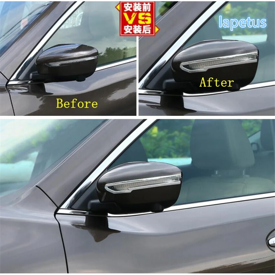 Lapetus зеркало заднего вида украшения полосы Крышка Накладка для Nissan Rogue/X-trail x trail T32- хром/углеродное волокно ABS