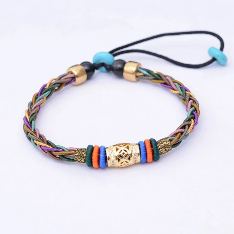 LKO Metal Switch Luck Bead Eight Strands of Rope for Man and Women Bracelet National Style Thai Hand Rope Free Shipping - Image 4