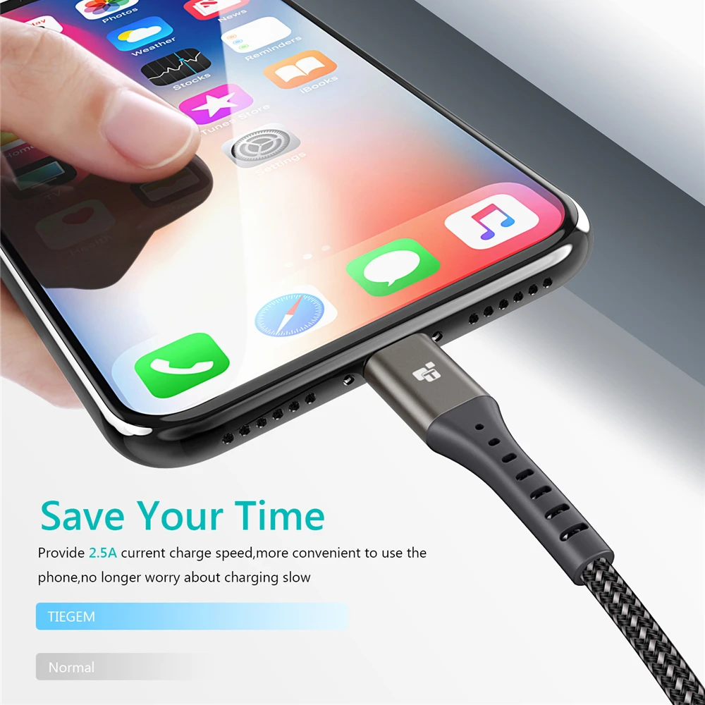 TIEGEM 2A USB شاحن كابل ل فون X 8 8 زائد كابل سريع شاحن سلك 8 دبوس ل فون 6 6 ثانية 5 5 ثانية SE باد الهاتف المحمول الكابلات