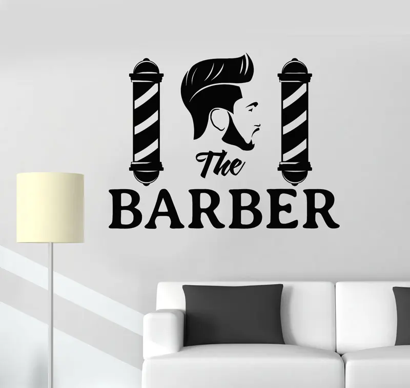 

Vinyl wall applique hairstyle boy barber shop wall boutique stickers decorative fashion men's haircut stickers MF16