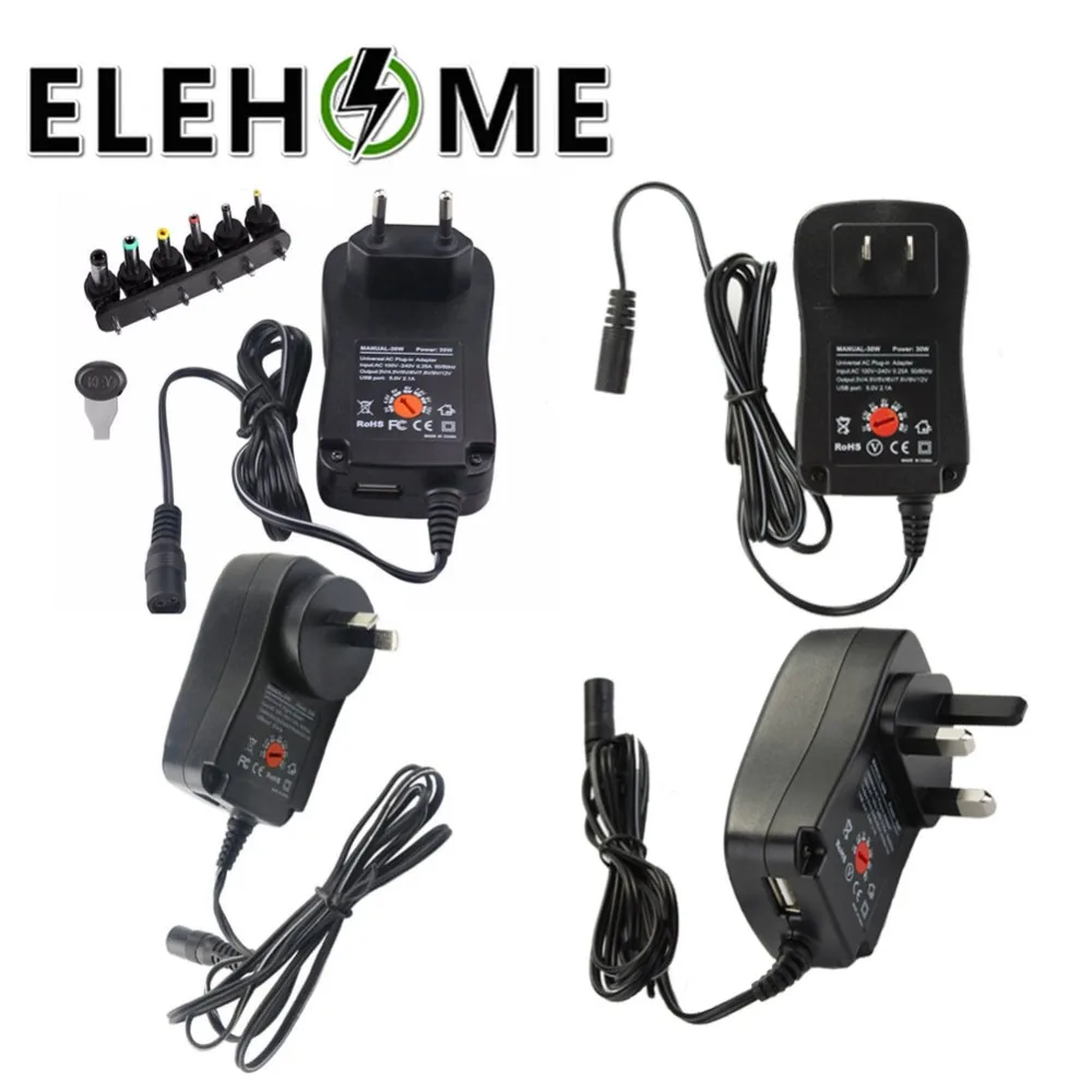

Universal DC Adjust Power Adapter Voltage (3V, 4.5V, 5V, 6V, 7.5V, 9V, 12V) Power Supply Six Plug EU AUS USA UK Standard XF30