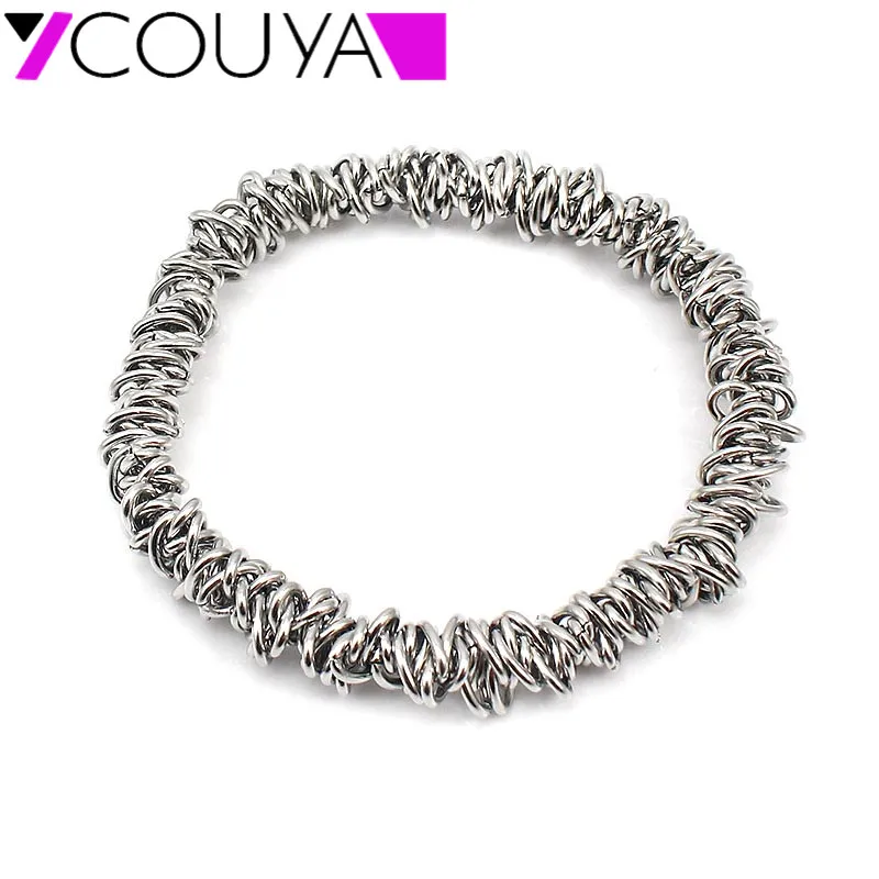 

COUYA Cute Silver Stainless Steel Stretch Bracelet Bangles For Women Chain Wrap Wristband Vintage Bracelets & Bangles Wholesale