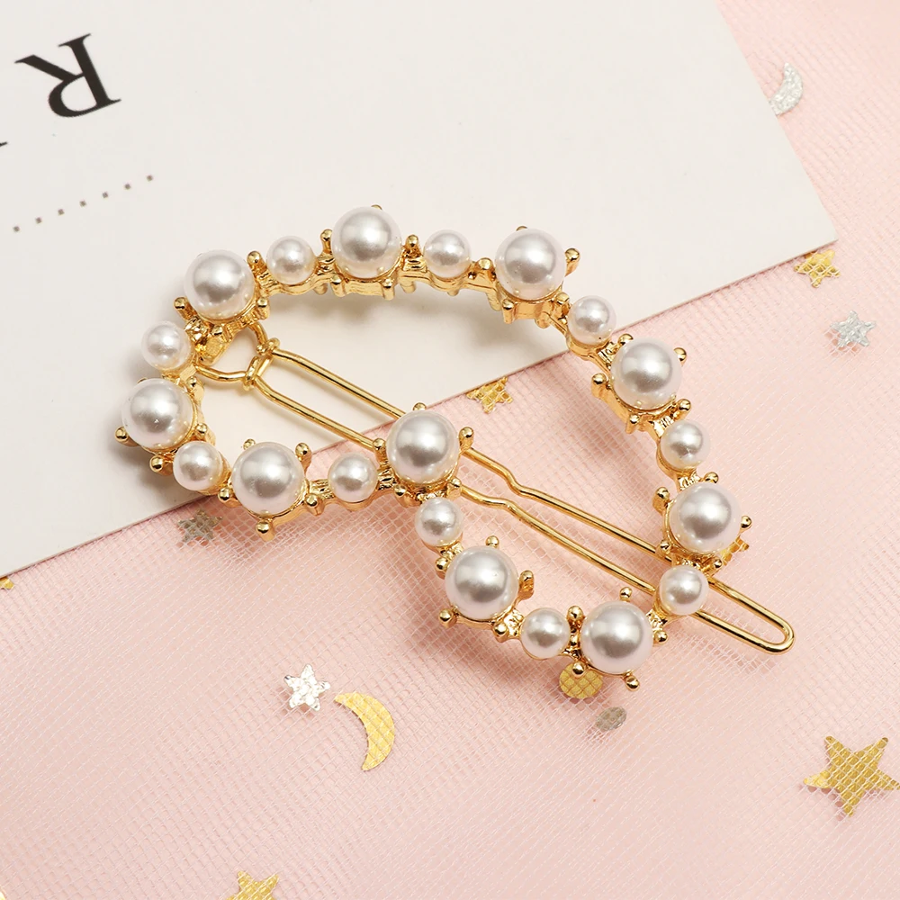 1PC Fashion Pearl Hair Clips Geometric Irregularity Hairpins Lady Simple Metal Barrettes Hair Styling Tools Accessories