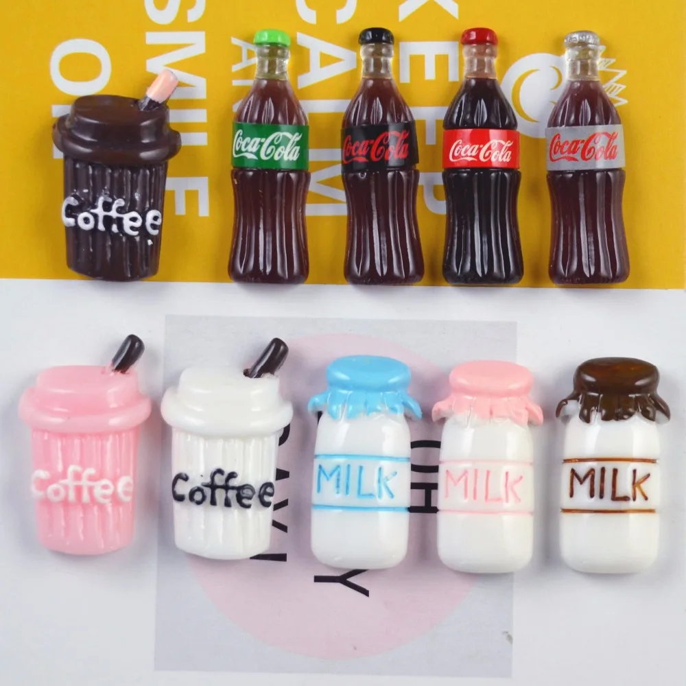 

FOURETAW 1 Piece Cartoon Kids Kawaii Small Coffee Cup Cola Milk Bottles Shape Fridge Magnets Souvenir Magnetic Sticker