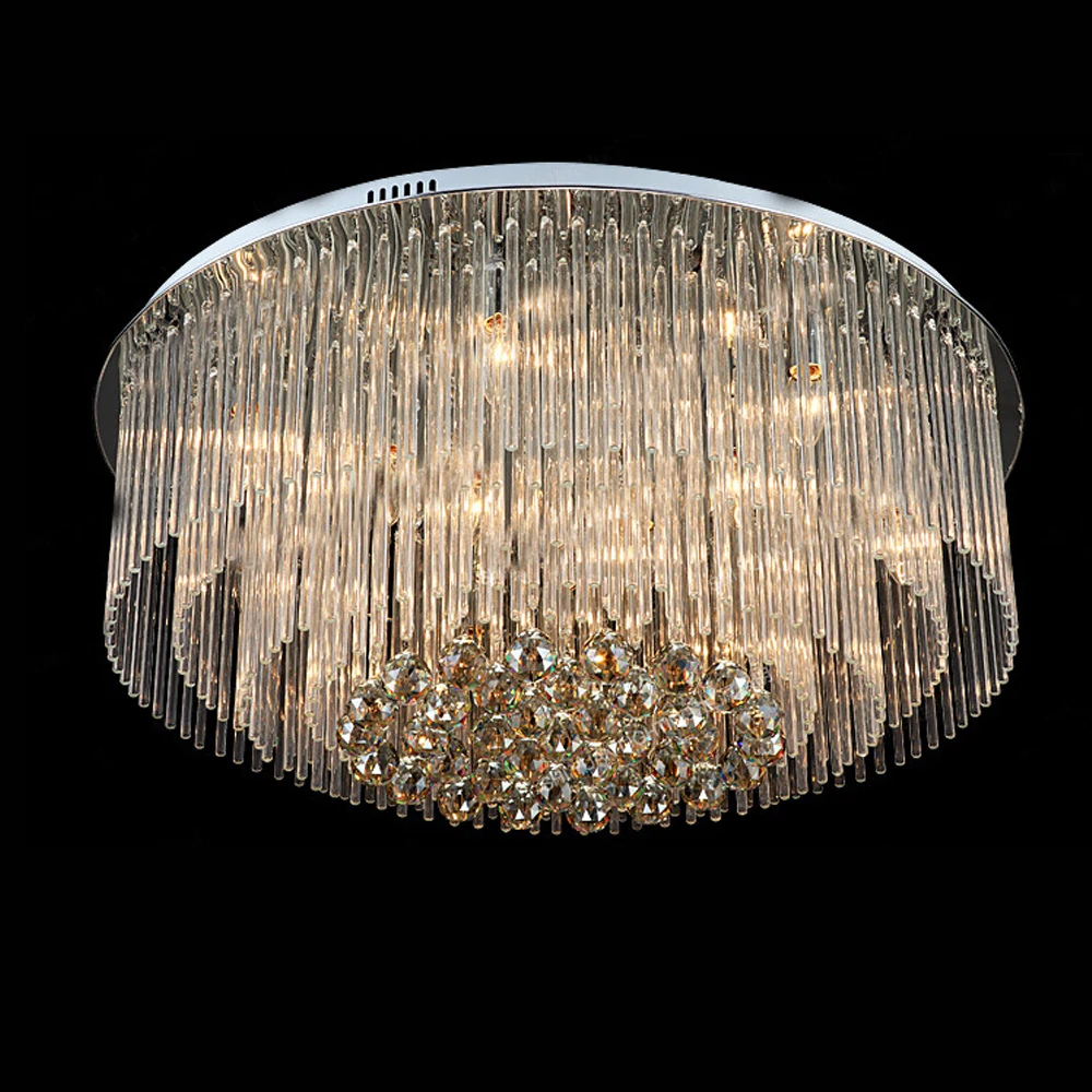 Discount price New chrome Round Crystal Ceiling Lighting lustres foyer Ceiling Lights Dia800*400mm, modern Lamp