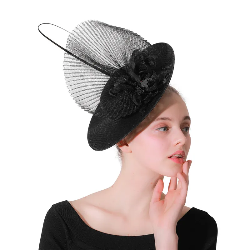 Черная Шляпа Дерби Kentucky millinery Вуалетка для женщин свадебная чайная Коктейльная