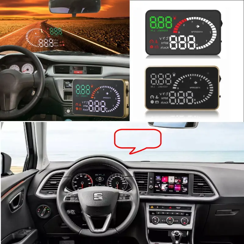Автомобильный HUD Дисплей для Seat Leon/Ibiza/Cover/Altea/Alhambra 2009-2019 OBD безопасный проектор