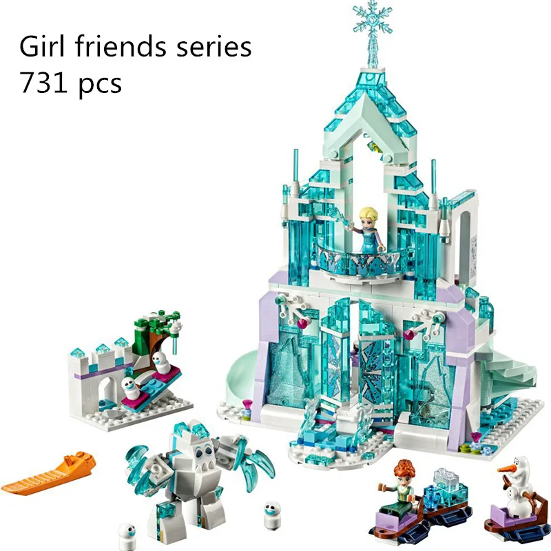 

Model building kits compatible with city Elsa`s Magical Ice Castle 3D blocks Educational toys hobbies for children 25002