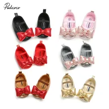 Брендовая нескользящая обувь для новорожденных девочек с бантиком Новая модная летняя обувь для малышей 0-18 месяцев