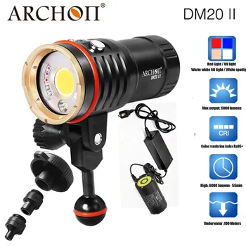 

ARCHON DM20-II WM26-II 6000LM 60W COB Diving Video Light UV/ Red Photographying Dive Torch 100M Underwater with sonnt