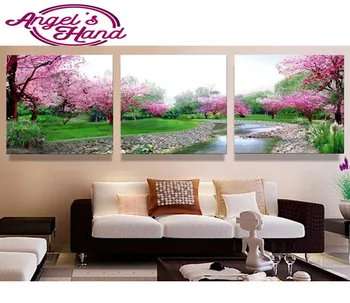 

5d DIY diamond painting Peach Creek Scenic Park diamond embroidery round/square mosaic modern triptych home decoration gifts