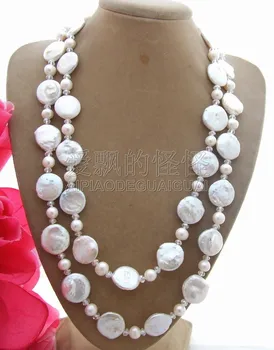 

N130524 Amazing! 40" White Pearl&Crystal Necklace