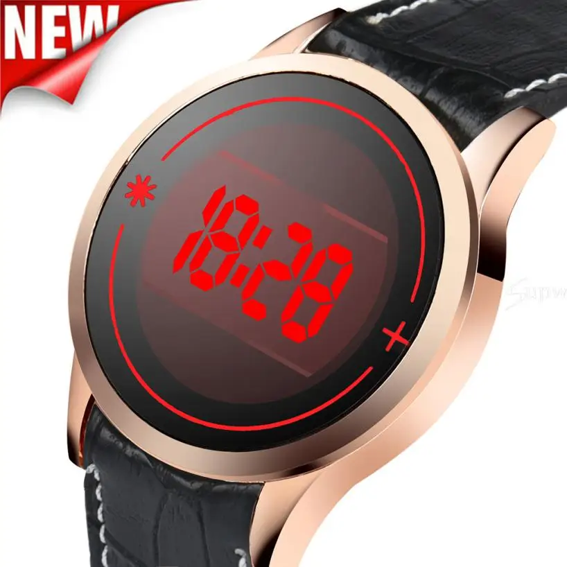 

Men Watches Stylish Charming LED Digital Touch Screen Day Date Leather Band Quartz Gifts my26