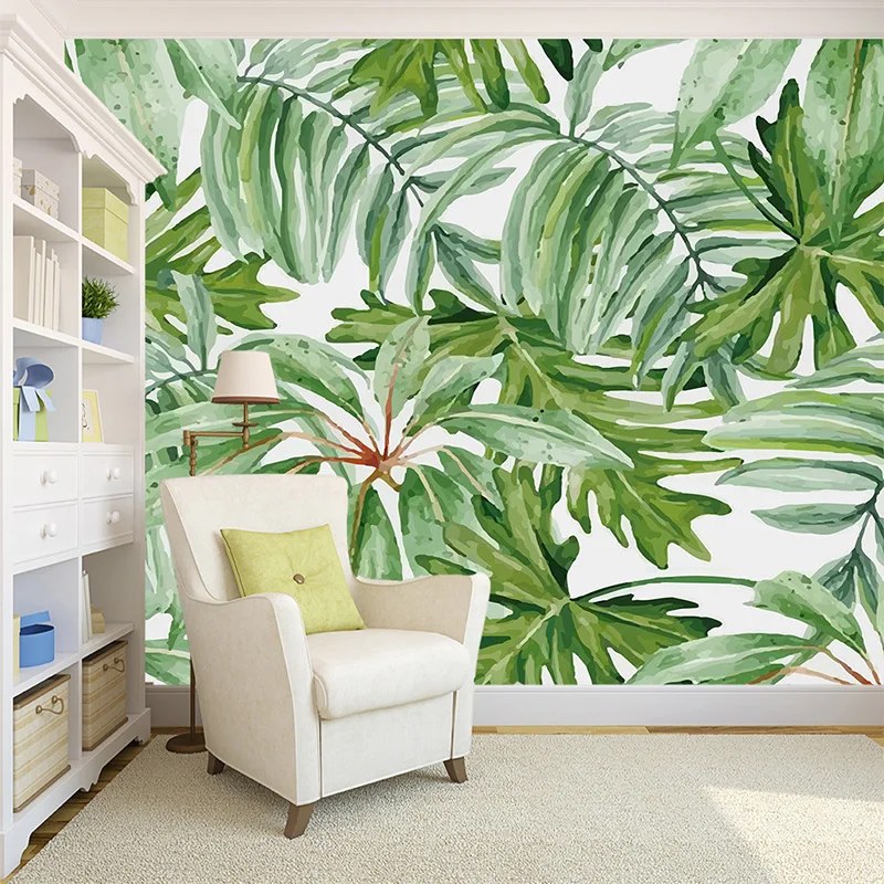 Рисунок на стене листья