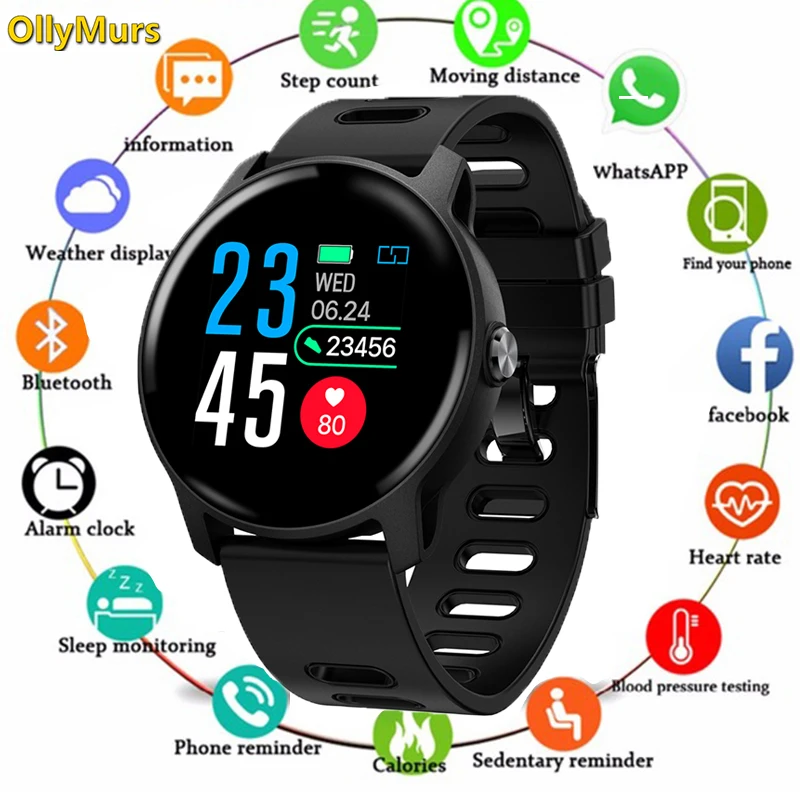 

2019 Men Smart Watch S08 IP68 Waterproof Fitness Tracker Heart Rate monitor Smartwatch Women Clock for android IOS Phone PK P2