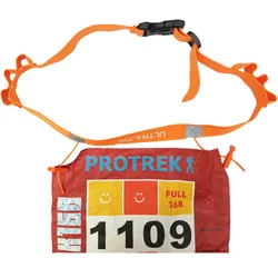 Marathon Race Number Belt - Adjustable Elastic Waist Band (Orange with Gel Loop)