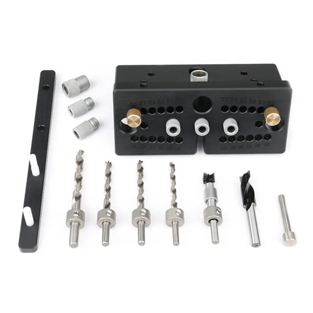 3 in 1 Locator Woodworking Hole Saw Carpenter Kit Woodworking Tool Log Tenon Hole Locator Set Triple Punch Dowels