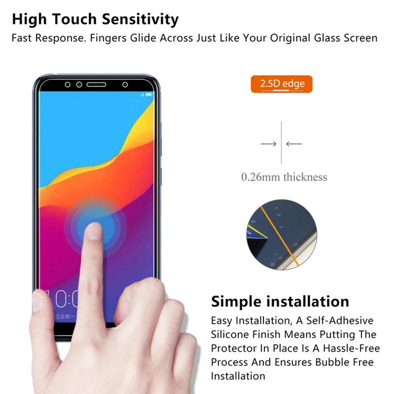Закаленное стекло для huawei Y7 Y5 Y6 Prime Nova 2 Lite экранное стекло на Honor 7A Pro 7S стекло для Honor 7C Русская версия пленка