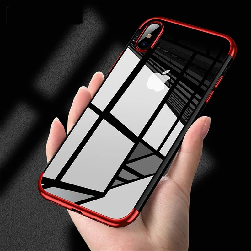 

Plating Luxury Fashion Transparent for iPhone X TPU Soft plated Back Shell for iPhone X Apple Earphone Accessories