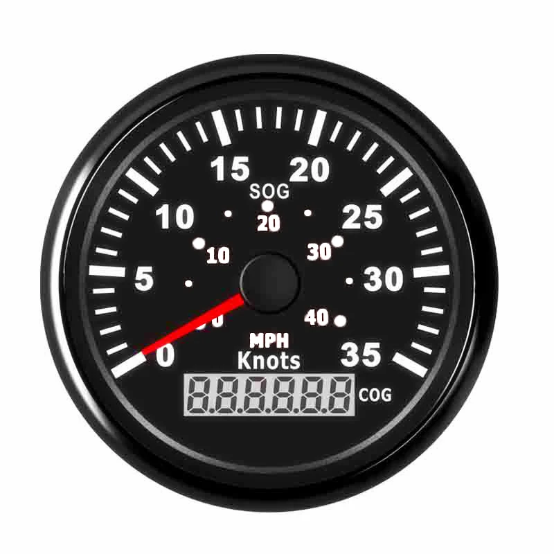 

85mm LCD Display GPS Speedometer Gauge 40 MPH 35 Knots Speed Gauge for Boat Yacht Vessel 9~32V with Backlight