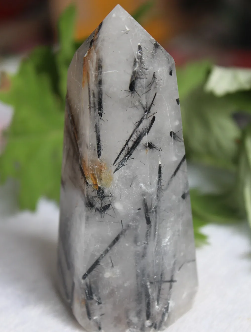 

(190g) 100% natural black tourmaline quartz crystal wand 82