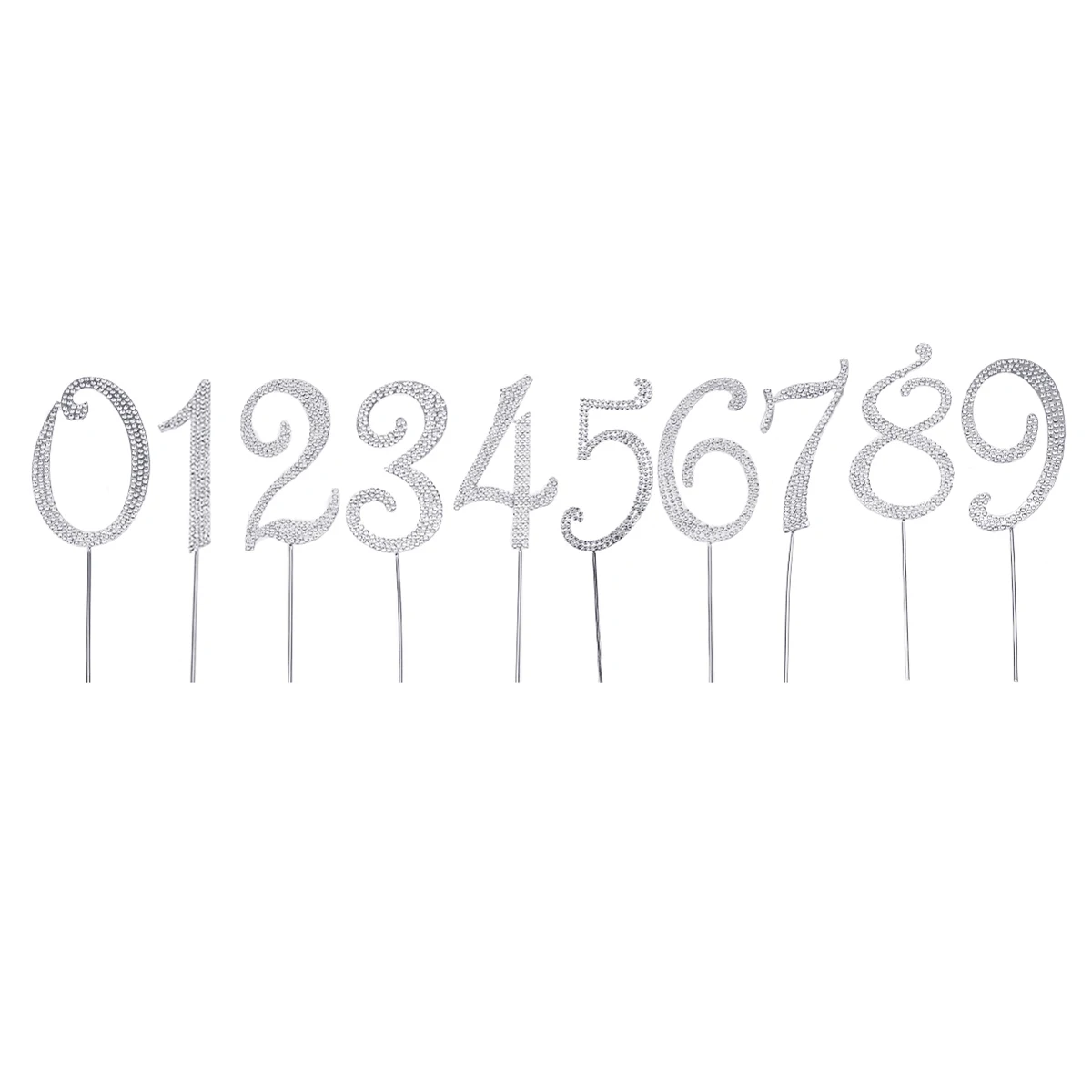 

Numbers 0-9 Silver Diamante Rhinestone Cake Topper Cake Picks Birthday Anniversary Toppers Party Wedding Decorations