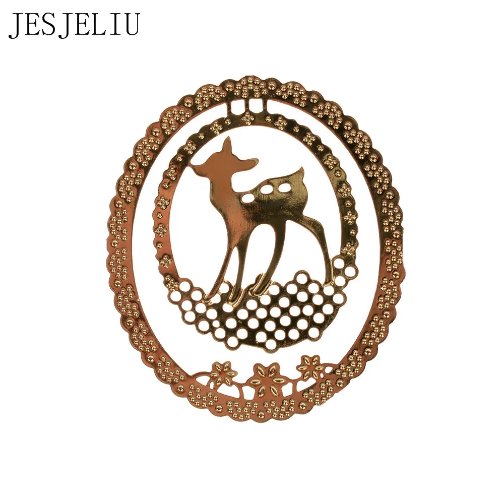 

2PC Lace Metal Bookmark Creative Mini Cartoon Animal Deer Hollow Kawaii Book Markers Gift Book Metal Clip Office Supplies