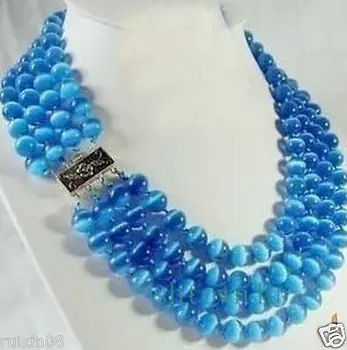 

Hot sale >>RARE 4 ROWS 8MM BLUE REAL OPAL BEAD NECKLACE