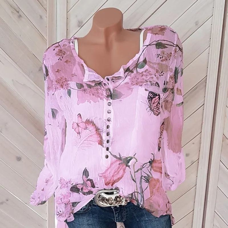 Blouse Women Summer Chiffon wrinkle translucent V-neck Shirt Sleeves Print Blusas Plus Size Womens Tops And Blouses 3xl 4xl 5xl Blouse Women Summer Chiffon wrinkle translucent V-neck Shirt Sleeves Print Blusas Plus Size Womens Tops And Blouses 3xl 4xl 5xl
