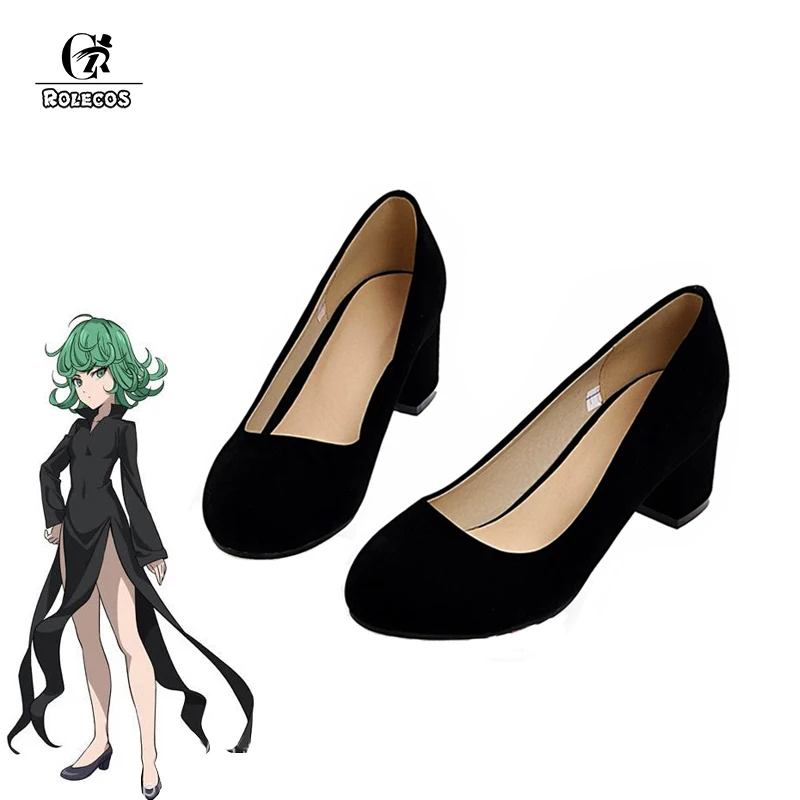 

ROLECOS Anime One Punch-Man 2rd Season Cosplay Shoes Tatsumaki Cosplay Black 5cm High Heel Shoes for Women Cosplay Shoes