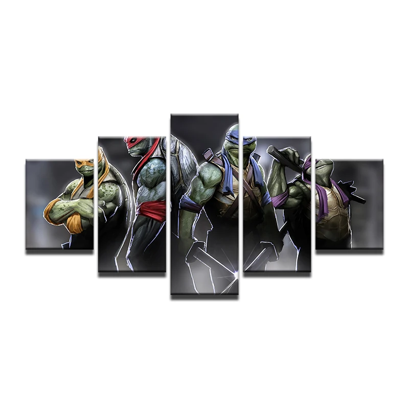 Framework Canvas Paintings Modular Picture 5 Panel Teenage Mutant Ninja