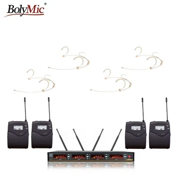 

4 channels wireless microphone UHF Wireless Headset Microphone System Bolymic