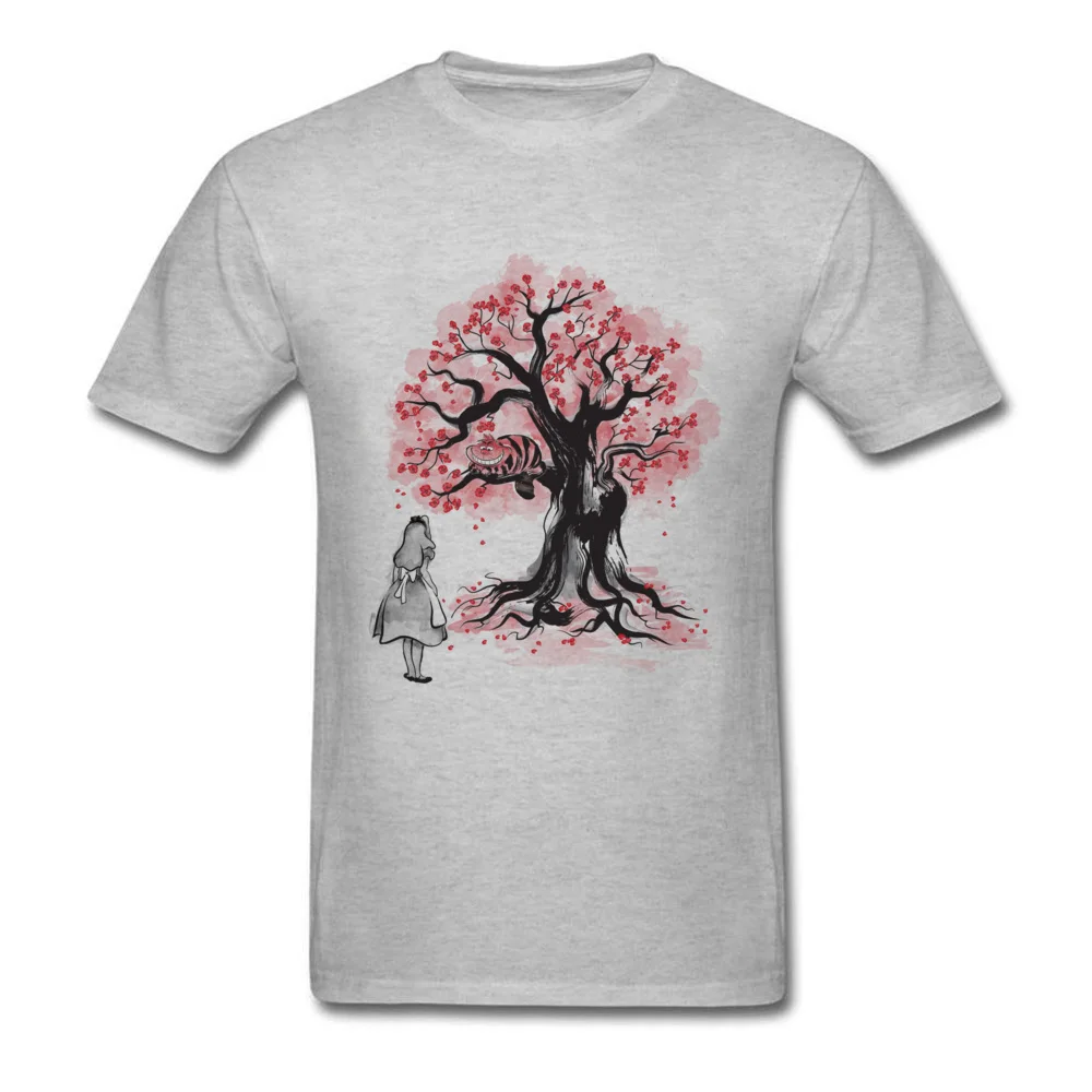 The Cheshires Tree sumi-e (monochrome) Funny Mens T Shirt Round Neck Short Sleeve 100% Cotton Tops & Tees Clothing Shirt The Cheshires Tree sumi-e (monochrome) grey