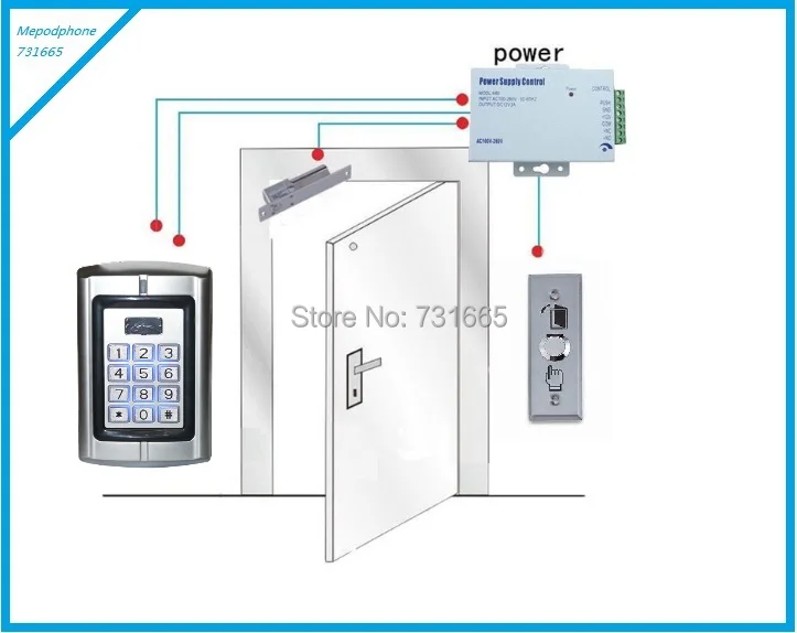 

Waterproof Access Controller DIY Kit Set Access Control + Magnetic Lock + Power Supply+ Infrared Exit Button