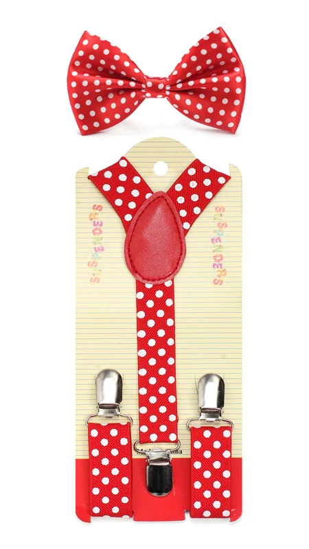 Baby//Toddler/'s Black Dot Bowtie /& Matching Black Dot 25/" Adjustable Suspenders