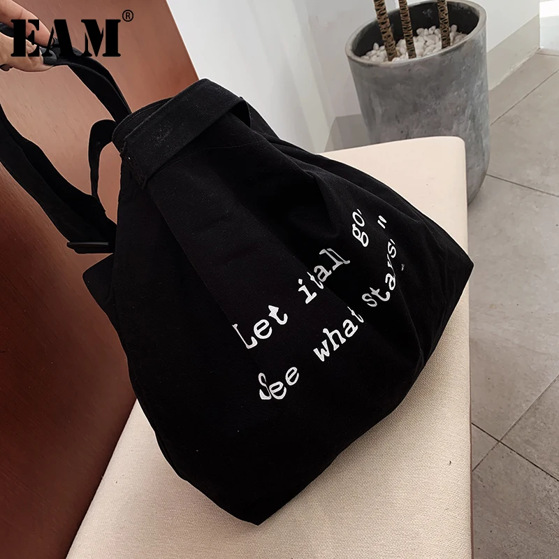 

[EAM] 2019 New Spring Summer Letter Printed Buckle Split Joint Personality Women Accessories Fashion Tide All-match JX162