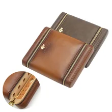 COHIBA гаджеты Портативный сигары Humidor кедра деревянный кожаный чехол для сигар коробка для путешествий для 6 Sigaar держатели встроенные сигары увлажнитель воздуха