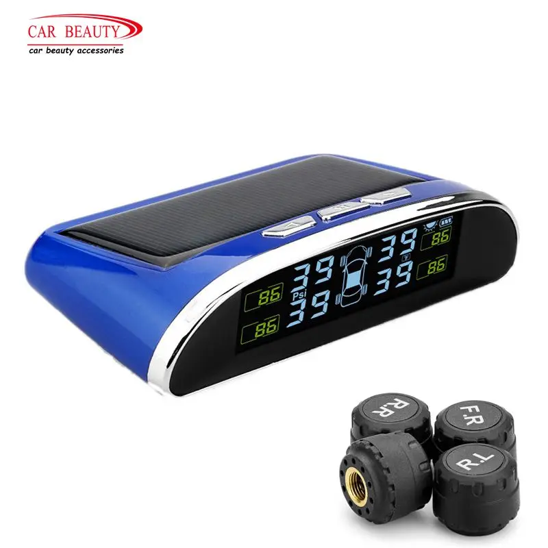

Solar Energy Power External Car TPMS Real-Time Tire Pressure Monitor System for Auto Digital LCD Display Wireless Detector