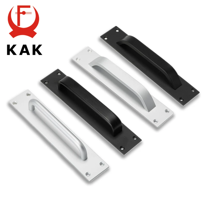 KAK Aluminium Alloy Black Door Handles Balcony Bedroom Kitchen Door Pulls Silver White Furniture Handle Hardware