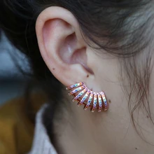 Новая модная дизайнерская бижутерия, цветные фианиты, радуга, роза, золото, серьги-гвоздики для женщин, Brincos