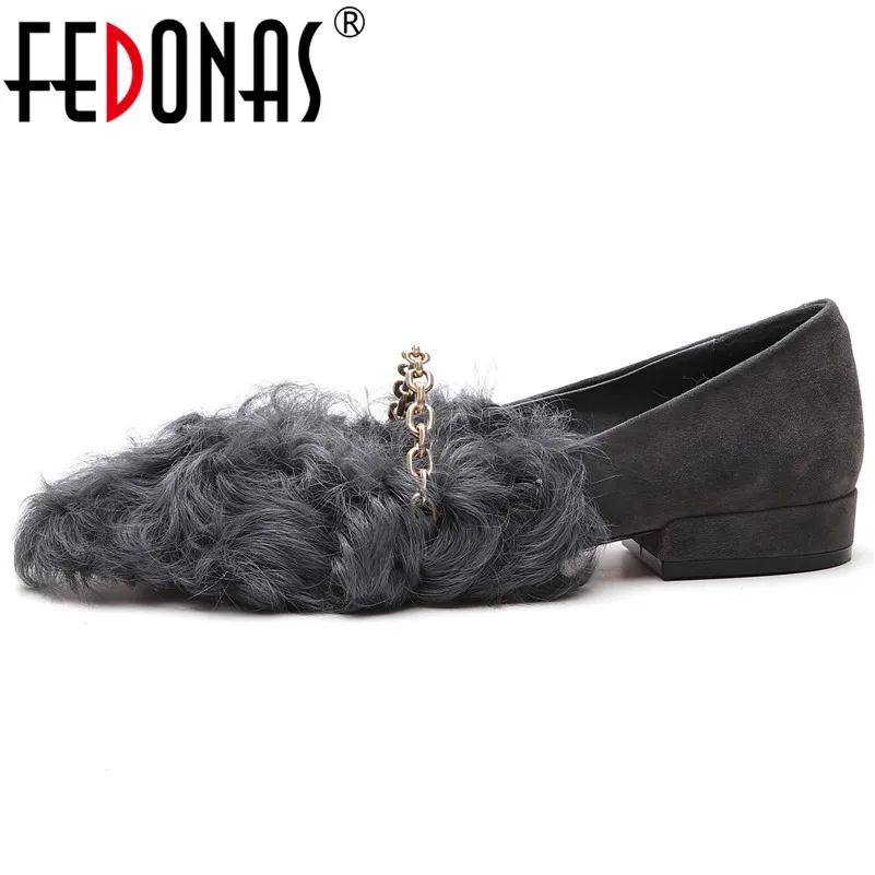 

FEDONAS Spring Autumn New Fashion Sweet Round Toe Shallow Slip on Women Pumps Kid Suede Sheep Curl Single Casual Shoes Woman