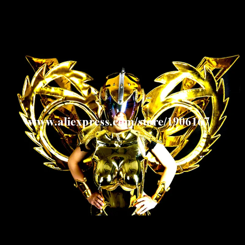 Fashion Gold Plated Catwalk Shows Costumes Wings Suit Clothing Party Singer DJ KTV Bar Performance Dance Dress Clothes04