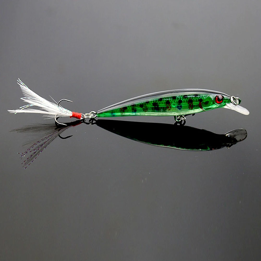 10 шт. рыболовные приманки Crankbaits Крюк блесна жесткая Приманка снасти сумашедшая рыбалка комплект и головной повязкой с пером, крючки, станок и 7,2 г 9 см плавающая приманка